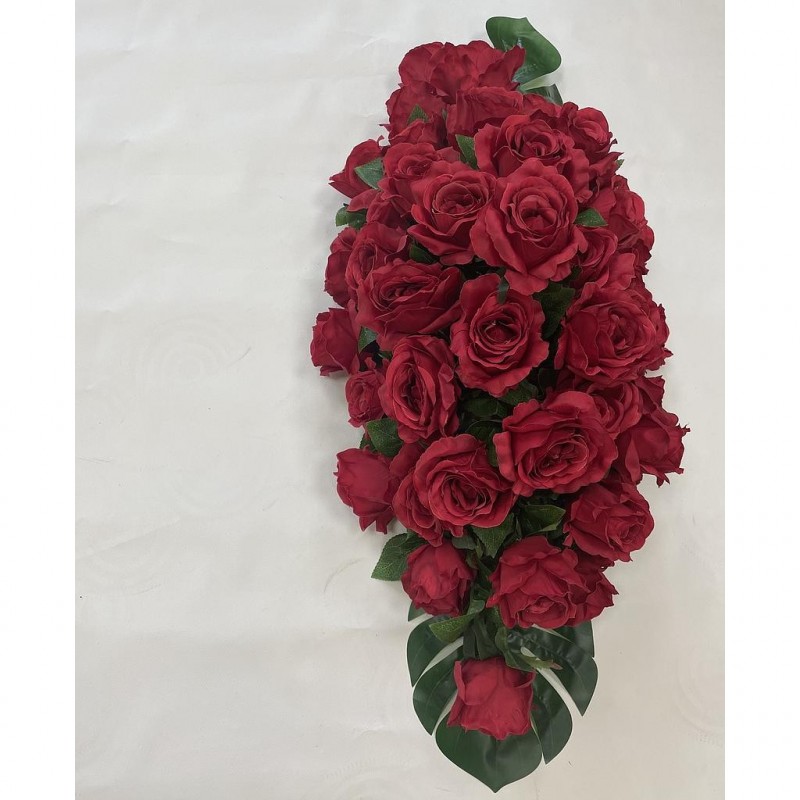 ***Composition florale funéraire - Gerbe - Tunis - Rouge - L80cm