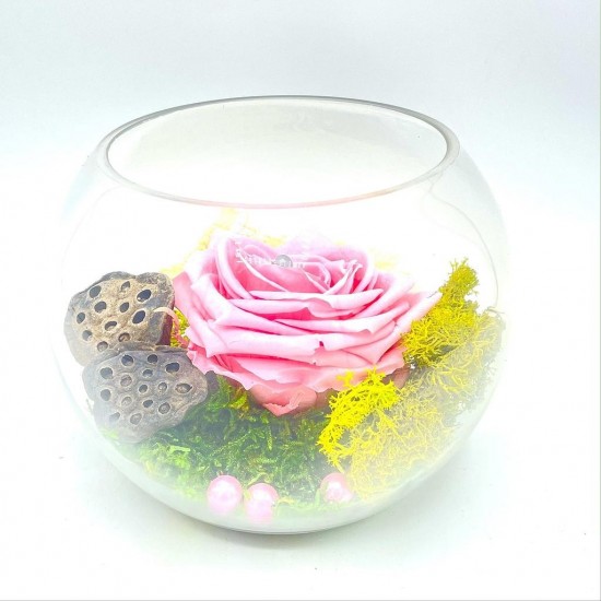 ***Composition florale décorative - Globe - Séduction - Rose - ∅15cm