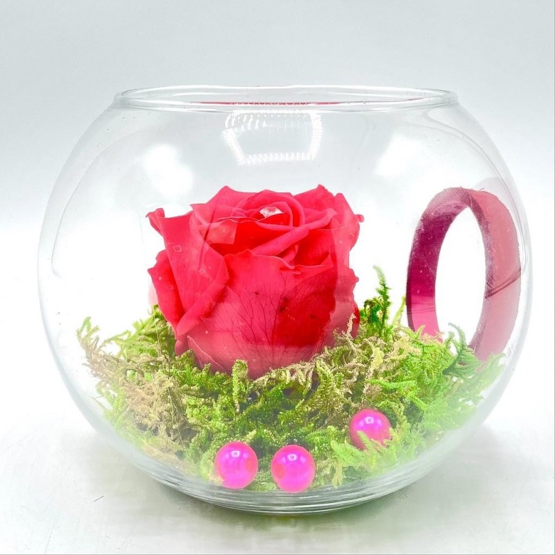 ***Composition florale décorative - Globe - Intuition - Fuschia - ∅13cm