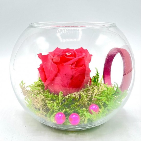Composition florale décorative - Globe - Intuition - Fuschia - ∅13cm