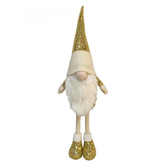 Gnome personnage Décoratif H68 Beige et Or Paillette