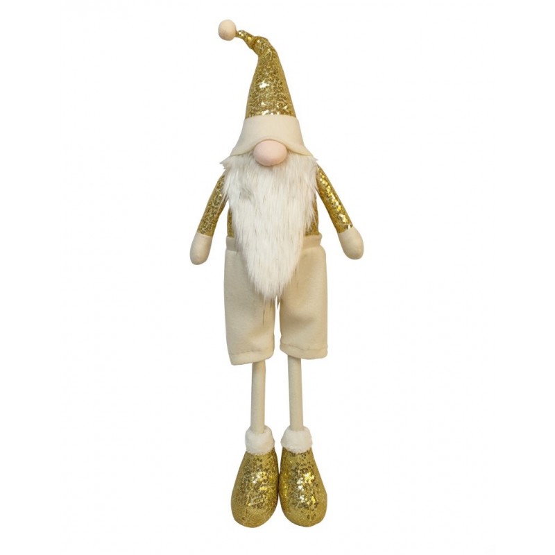 Gnome personnage Décoratif H84cm Beige et Or Paillette