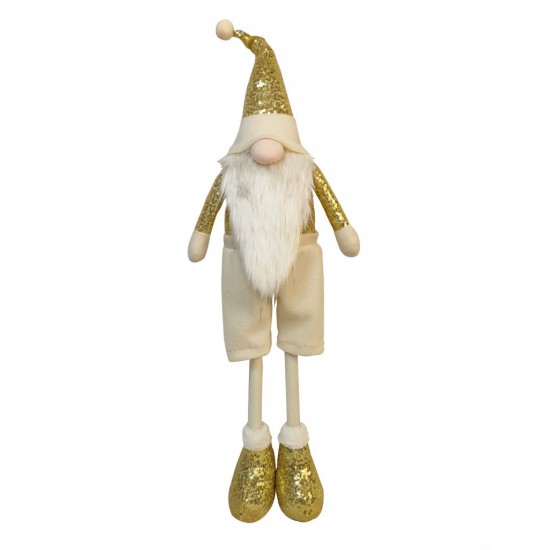 Gnome personnage Décoratif H84cm Beige et Or Paillette