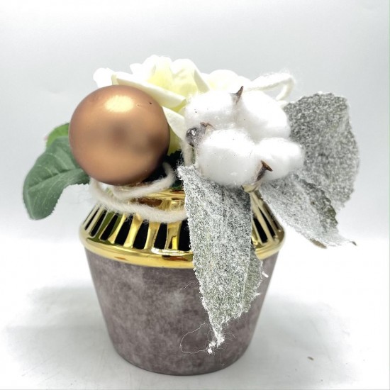 Composition Florale Décorative de Noël - Réveillon Blanc