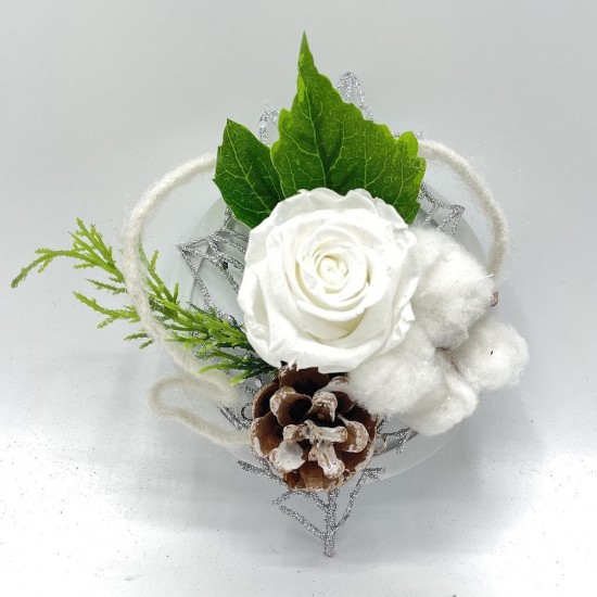 Composition Florale Décorative de Noël - Festive Blanc