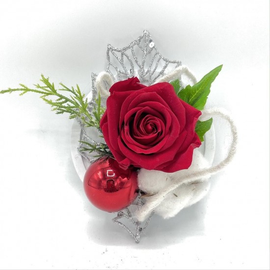 Composition Florale Décorative de Noël - Festive Rouge