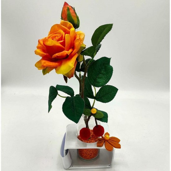 Composition florale décorative Astrid orange