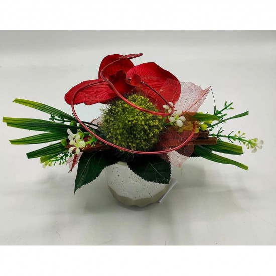 Composition florale décorative Maeli rouge