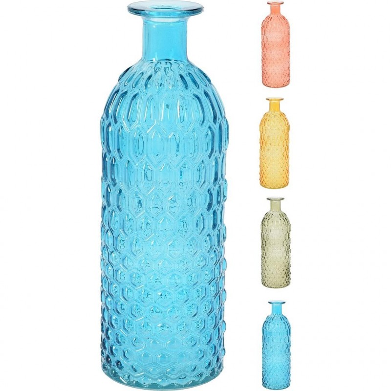 Vase bouteille en verre Elio - Set de 4 couleurs 20 cm