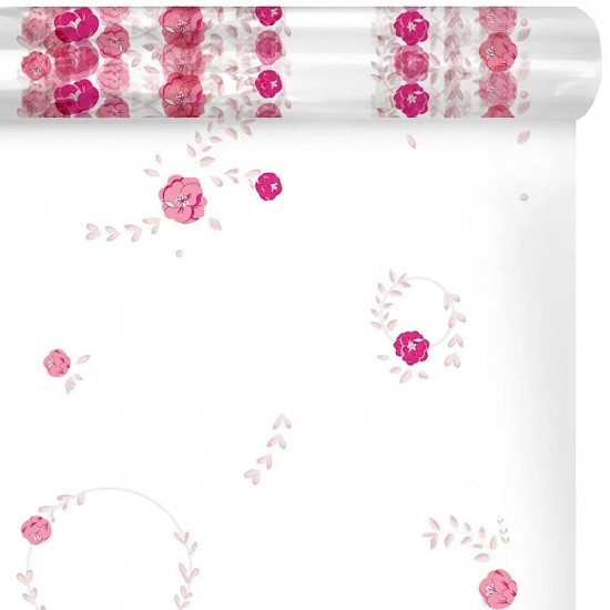 Papier polypropylène couronne de fleurs roses - rouleau 0,80 x 120 m