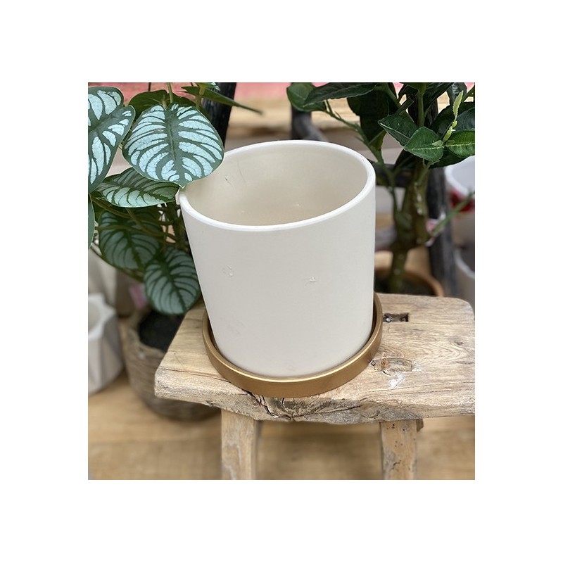 Cache Pot arrondi Marbre Blanc, Artiflor