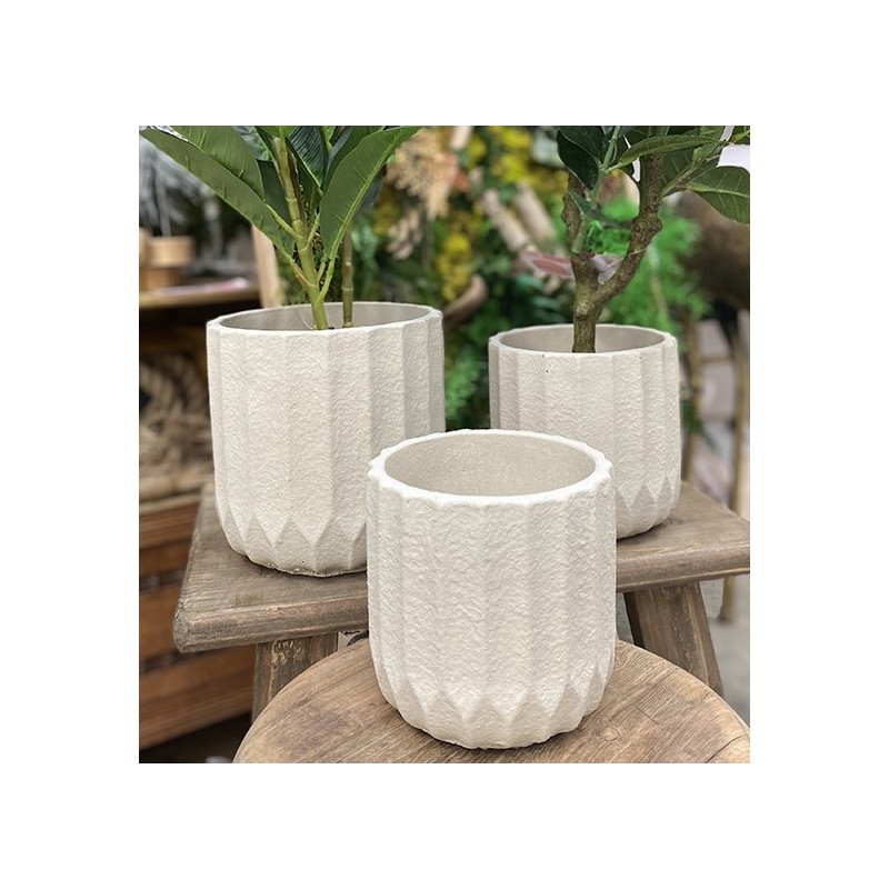 Cache pot blanc effet Sablé | Artiflor | Grossiste Fleuristes