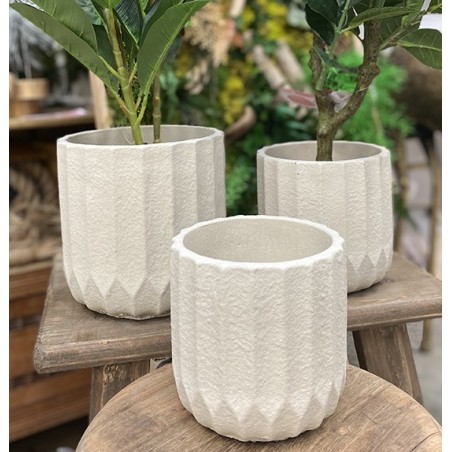 Cache pot blanc effet Sablé | Artiflor | Grossiste Fleuristes