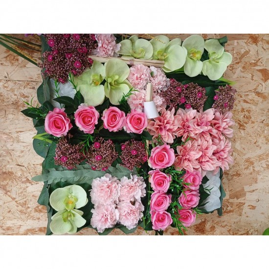Composition florale funéraire - coussin carré - pièce unique