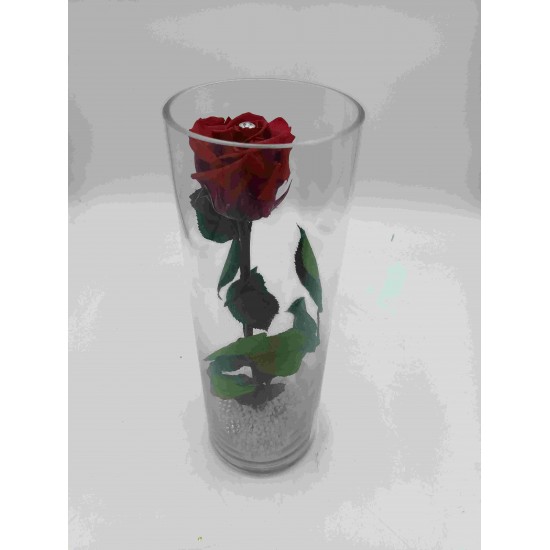 Composition florale décorative cylindre rose éternelle Lily