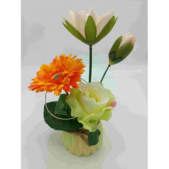 Composition florale décorative pièce unique Loeva Orange