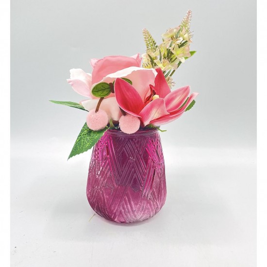 Composition florale décorative pièce unique - Evasion rose