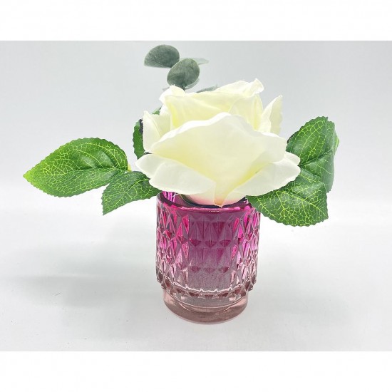 Composition florale décorative pièce unique - Cocktail mini blanc