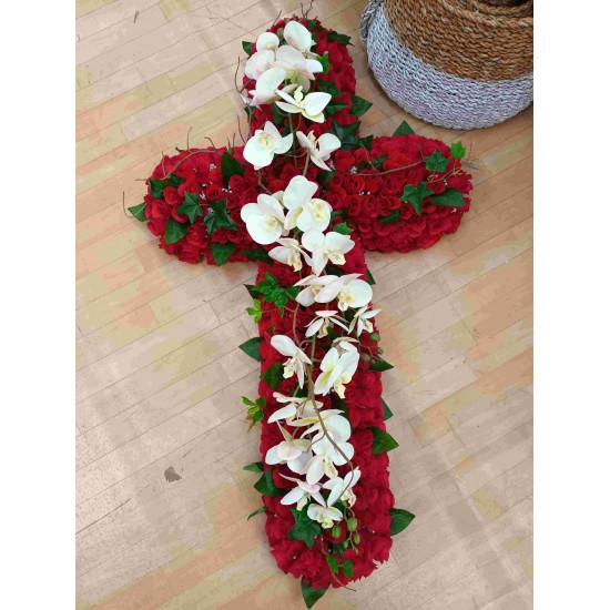Composition florale funéraire - croix - pièce unique