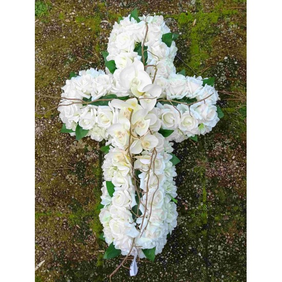 Composition florale funéraire croix - pièce unique