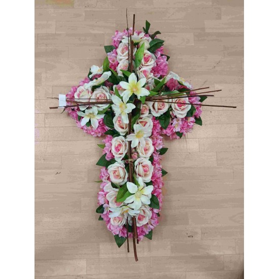 Composition florale funéraire - croix - pièce unique