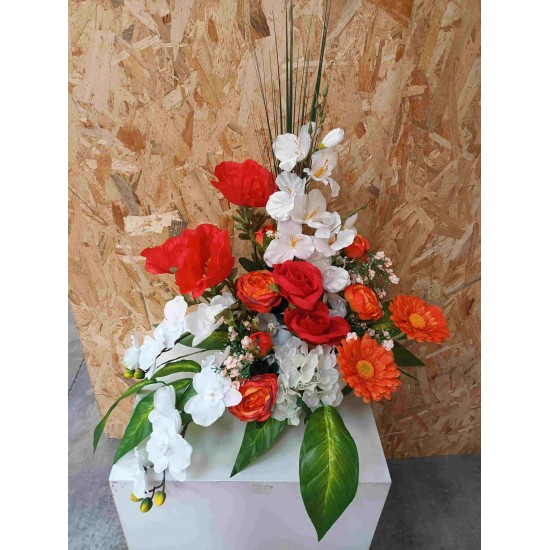 Composition Florale Funéraire - Coupe de Fleurs - Angers Orange