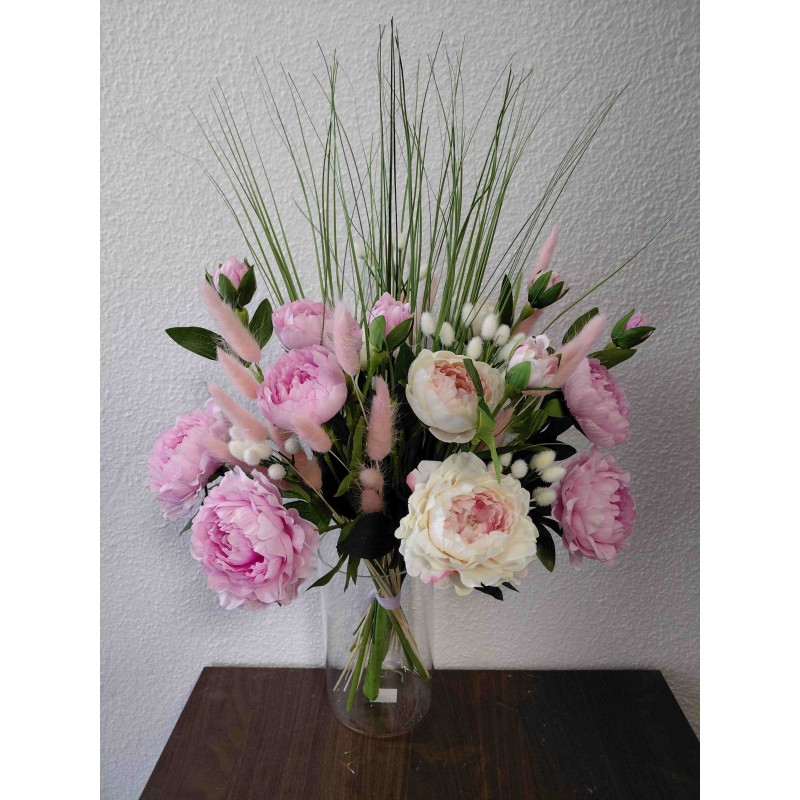 Bouquet de fleurs séchées et artificielles mélange de pivoines artificielles feuillages artificiels et fleurs séchées Cassiopée Bouquet de fleurs séchées et artificielles mélange de pivoines artificielles feuillages artificiels et fleurs séchées Cassiopée