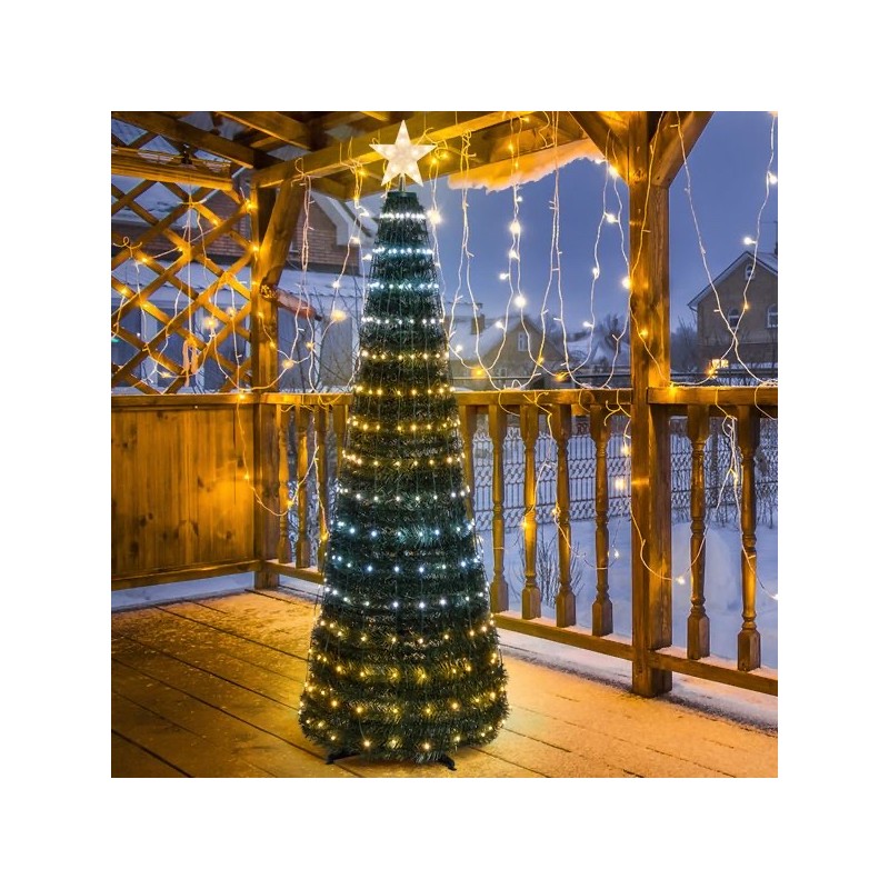 Sapin lumineux Pixel LED pliable blanc chaud et froid | Artiflor