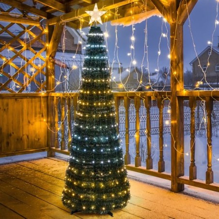 Sapin lumineux Pixel LED pliable blanc chaud et froid | Artiflor