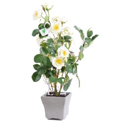 Rosier artificiel blanc en pot 50 cm | Artiflor
