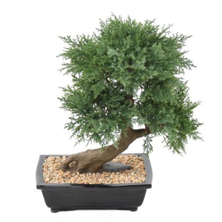 Bonsaï juniperus artificiel en coupe céramique | Artiflor