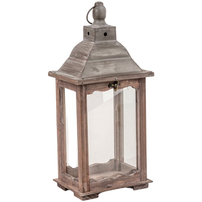 Lanterne en bois naturel 42,5 cm | Artiflor