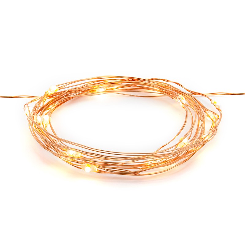 Guirlande lumineuse LED sur fil de cuivre 1,90 m à piles
