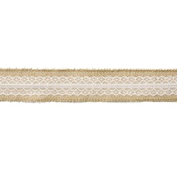 Ruban toile de jute et dentelle blanche 5 cm x 5 m