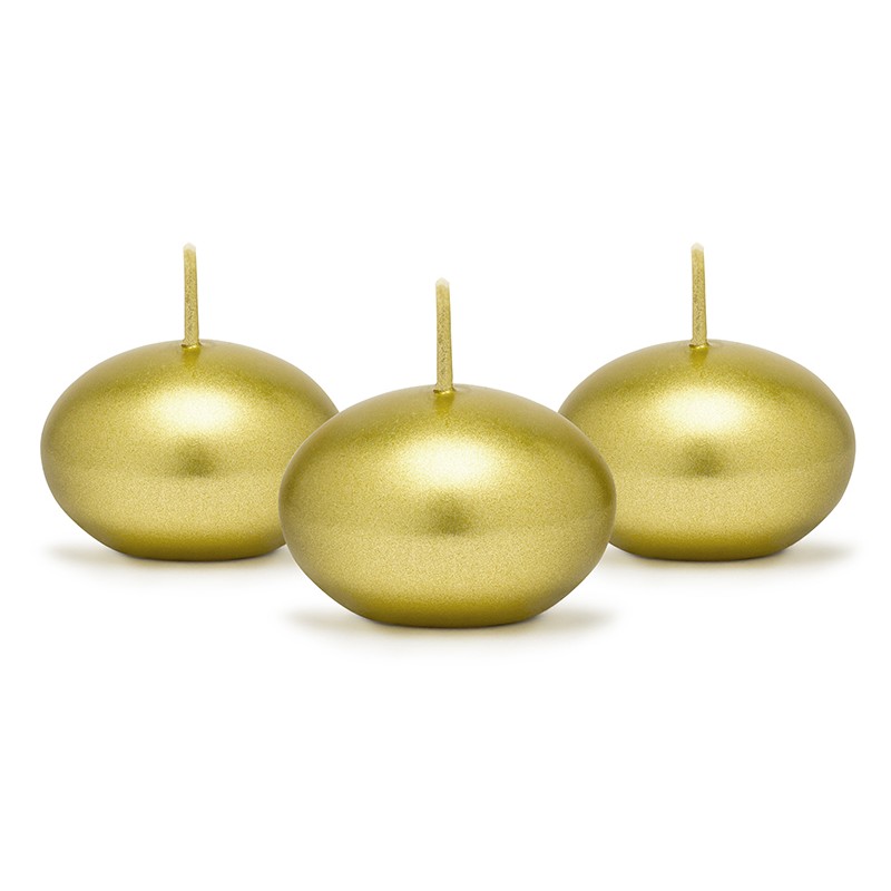 Bougies flottantes dorées métallisées Ø 4 cm - Lot de 50