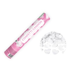 Canon à confettis cœurs blancs 28 cm