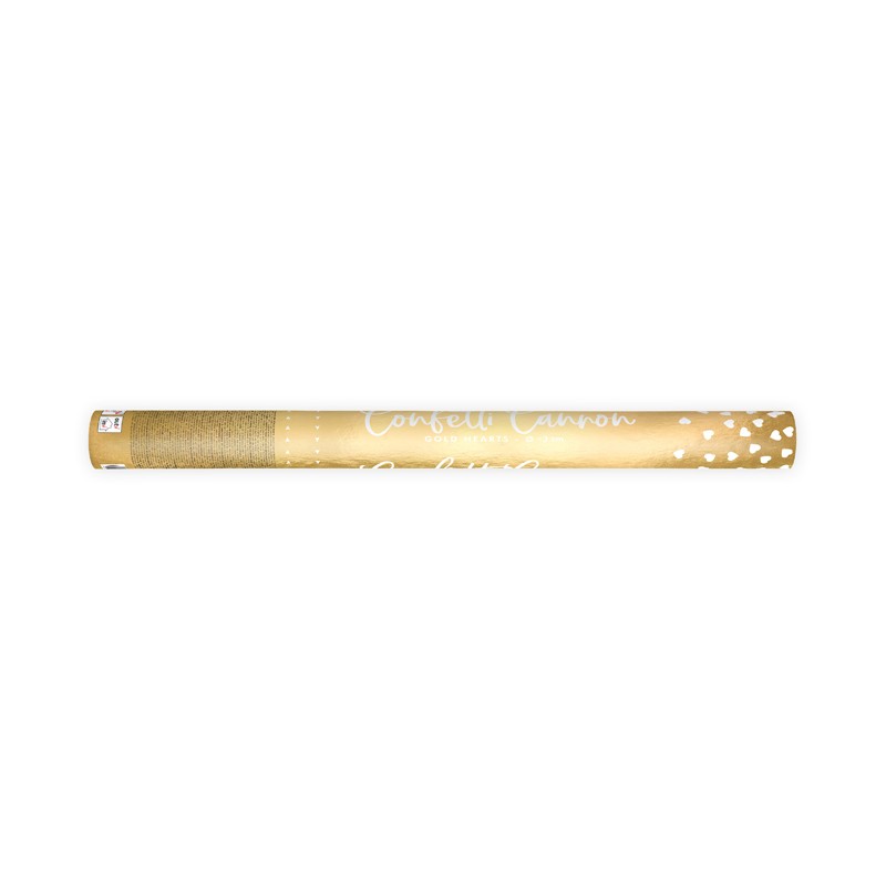 Canon à confettis cœurs dorés métallisés 60 cm