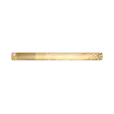 Canon à confettis cœurs dorés métallisés 60 cm