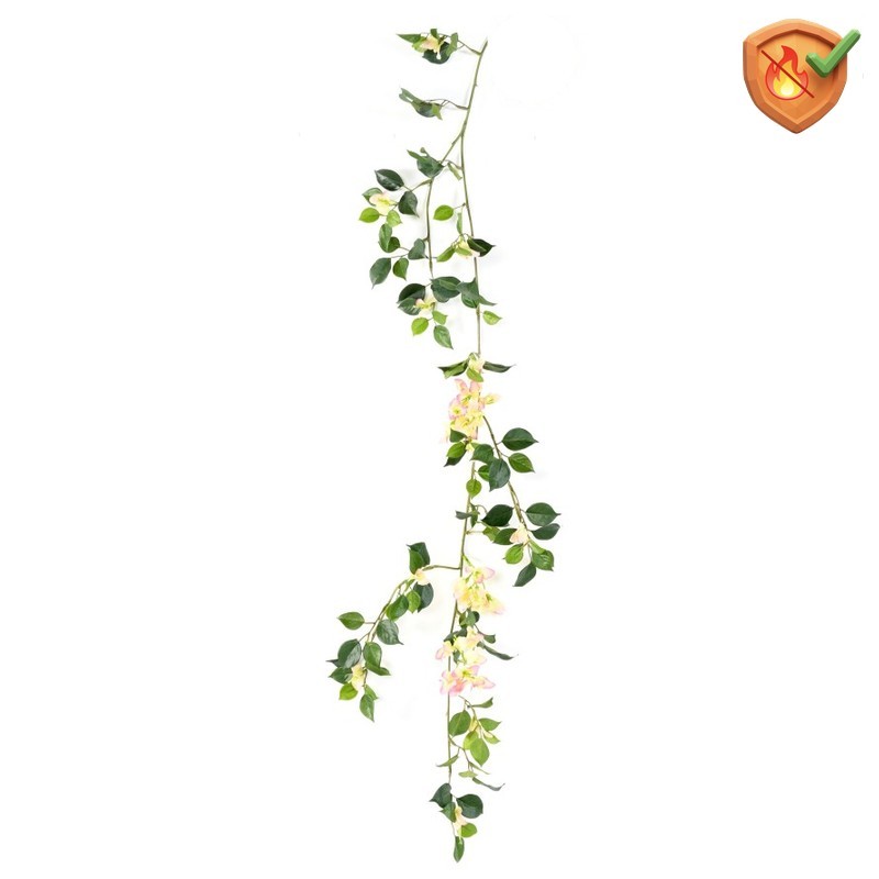 Guirlande de bougainvillée artificielle anti-feu crème