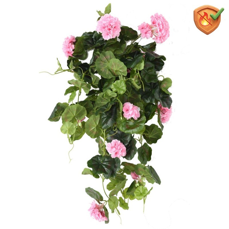 Chute de géranium artificiel anti-feu rose