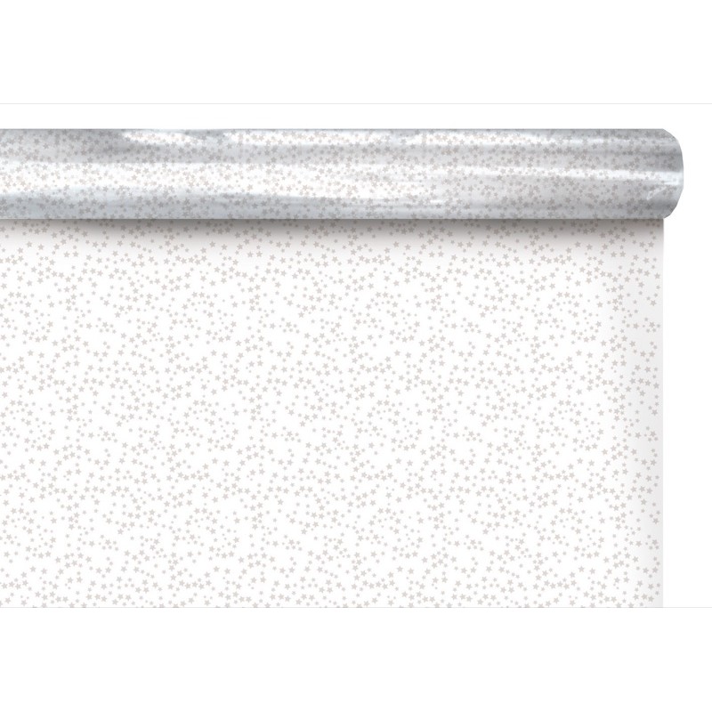 Rouleau polypro Volga blanc à étoiles - emballage fleuriste