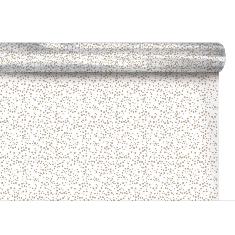 Rouleau polypro Volga argent à étoiles - emballage fleuriste