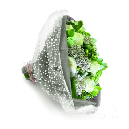 Bouquet emballé dans le rouleau polypro Volga blanc