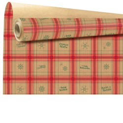 Rouleau papier kraft Glasgow rouge - tartan de Noël pour fleuriste