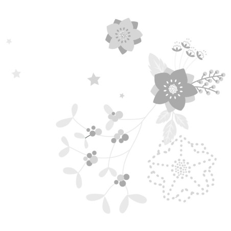 Rouleau polypro Quiétude argent - détail du motif floral