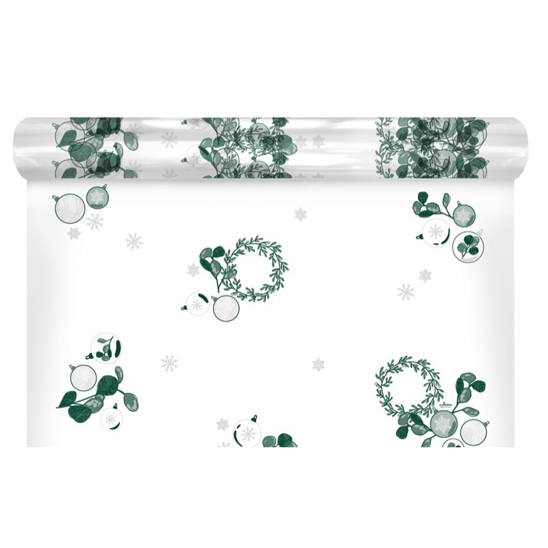 Rouleau polypro Noëlia vert - emballage bouquet de Noël