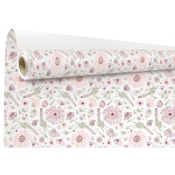 Rouleau papier kraft Regola prune - motif floral pour fleuriste