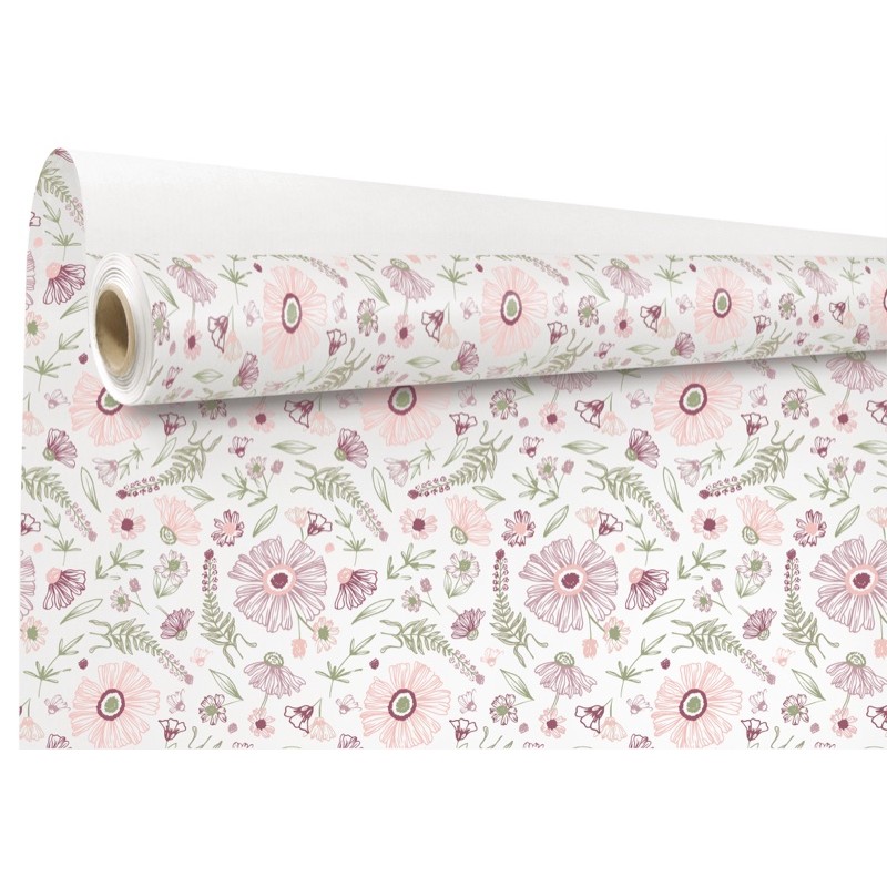 Rouleau papier kraft Regola prune - motif floral pour fleuriste