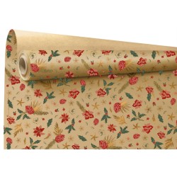 Rouleau papier kraft Majesty rouge et or - emballage de Noël pour fleuriste