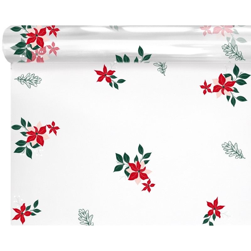 Rouleau polypro Sylvestre rouge - fleurs d'hiver pour bouquet de Noël